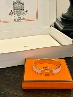 Hermes Clic H bracelet in Yellow Gold and Rose Candeur - like new!